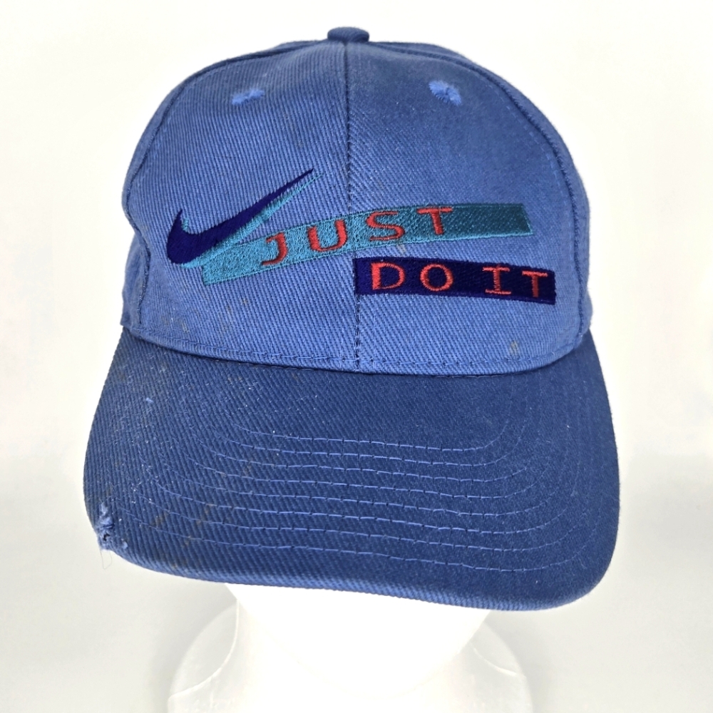Vintage Nike Just Do It Snapback Hat Cap Periwinkle Blue Youth Size‎ Embroidered